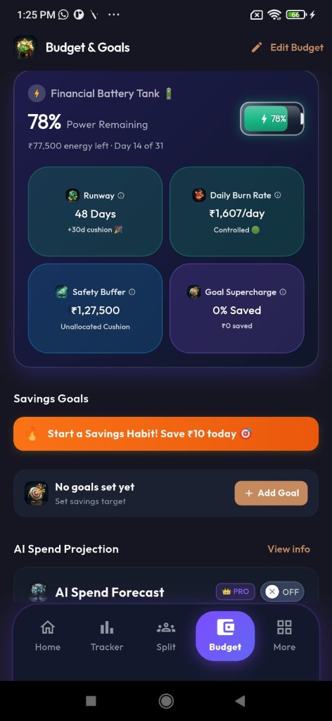 Budget & Goals Screen